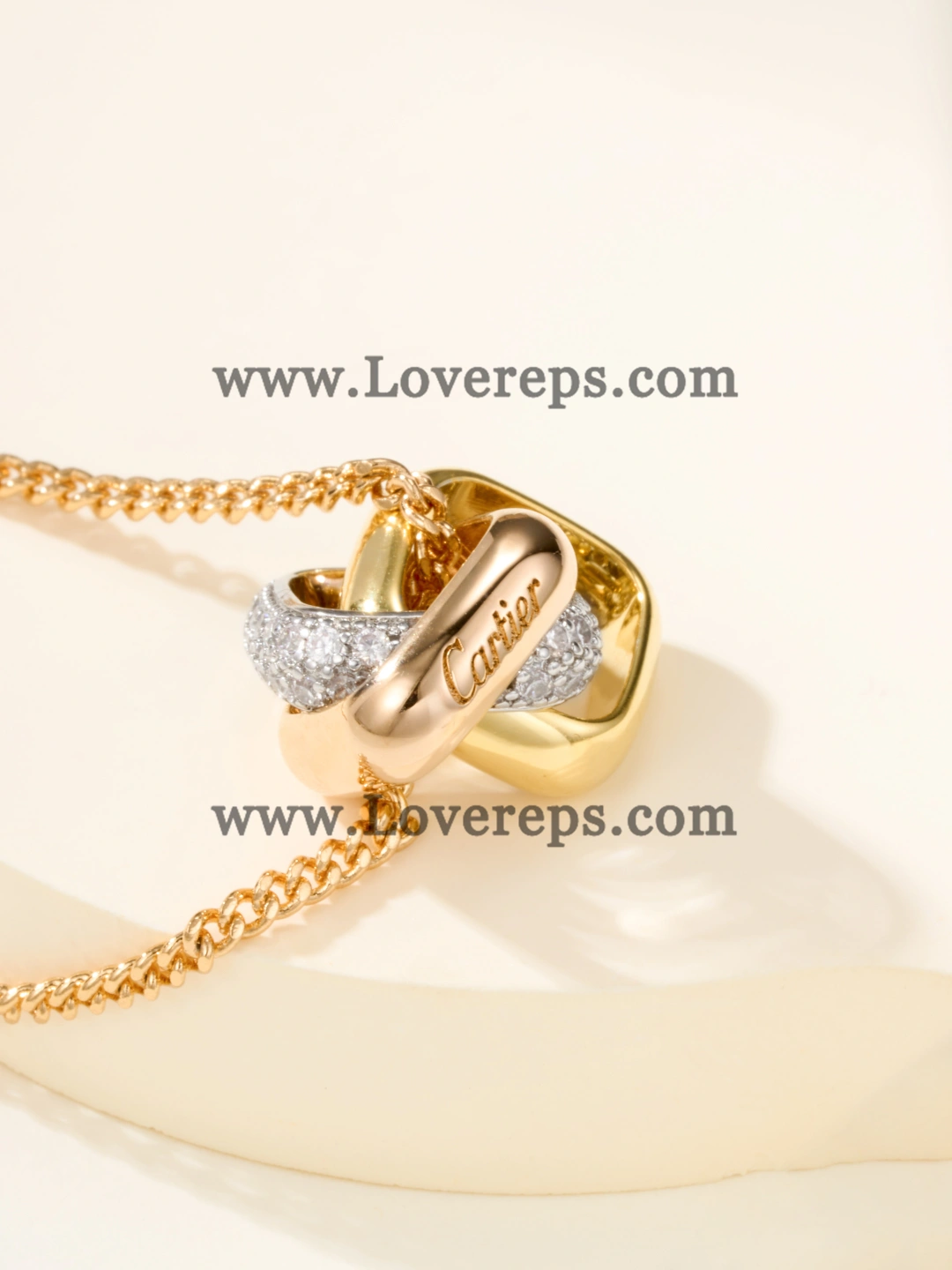 Cartier Trinity Pendant Cushion-Shaped Half-Paved