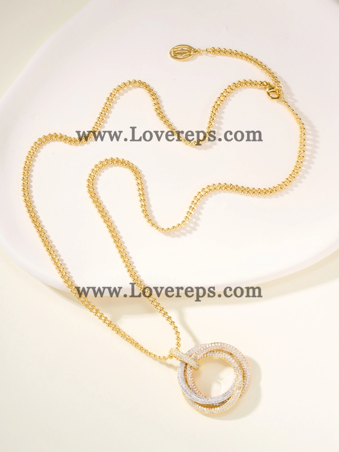 Cartier Trinity Pendant Large Model With Pave-Paved