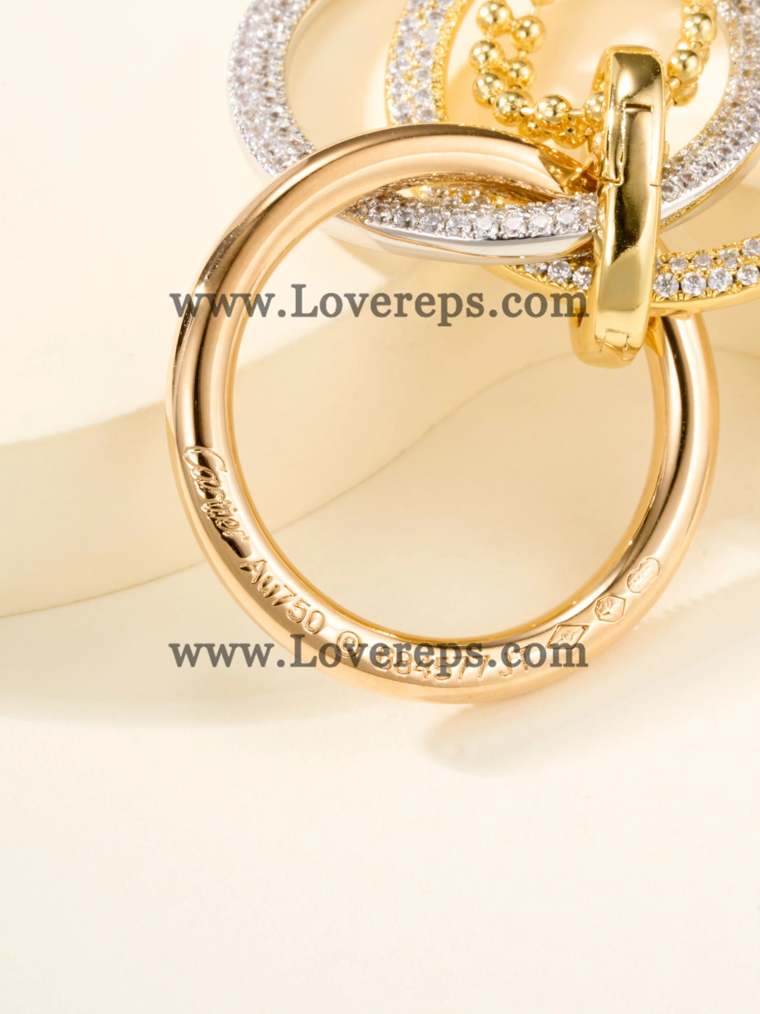 Cartier Trinity Pendant Large Model With Pave-Paved