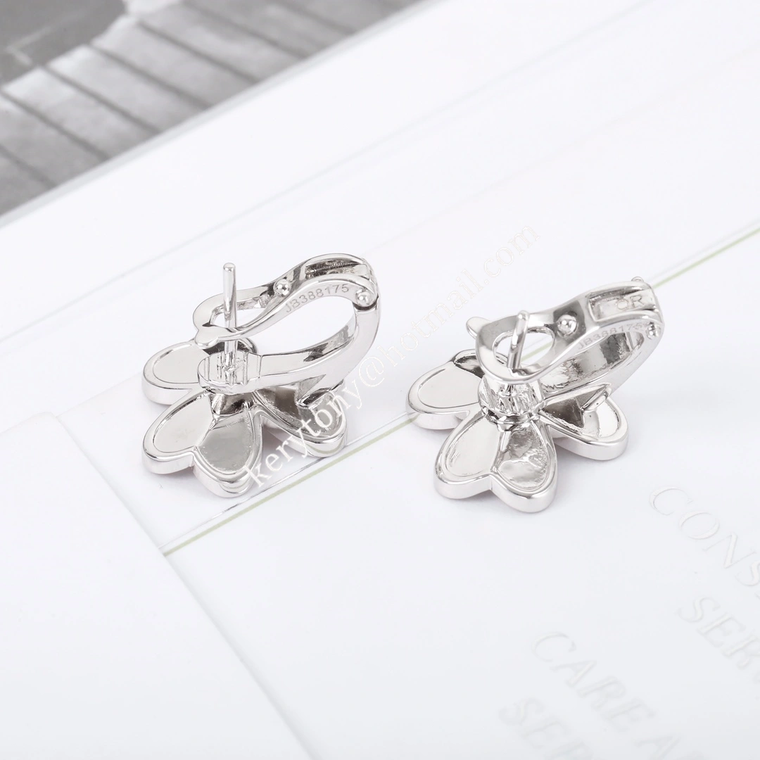 Celebrity Style Van Cleef Arpels Frivole Small Earrings White Gold With Diamond In Paris Replica