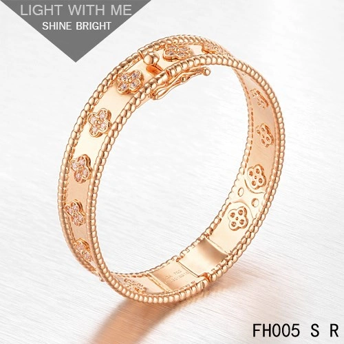 Cheap Van Cleef & Arpels Perlee Clover Bracelet In Pink Gold With Diamond-Small Model