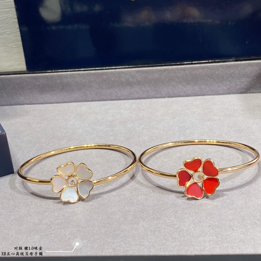 Chopard Happy Flowers Bangle Ethical Rose Gold With Diamond Red and Mother-of-Pearl
