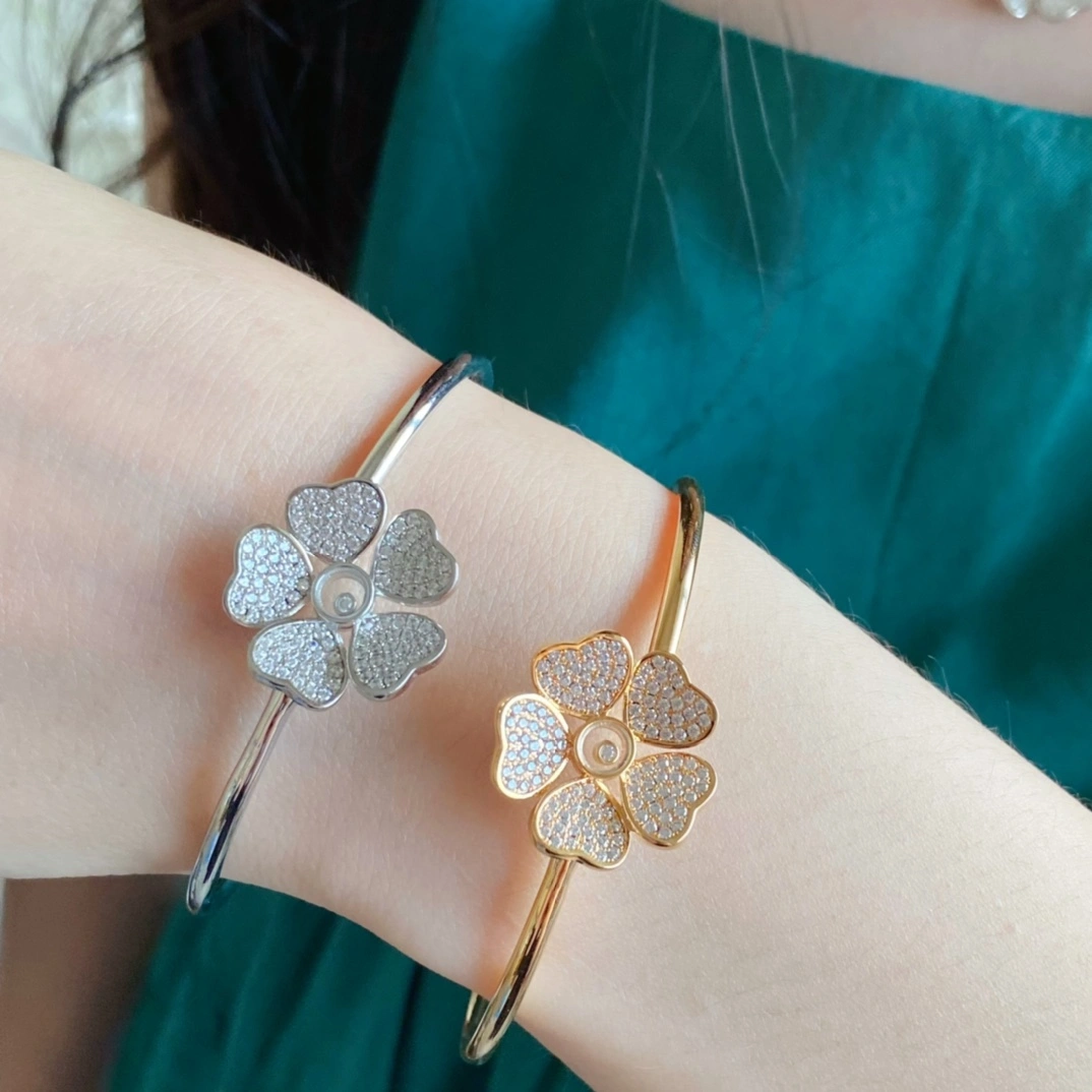 Chopard Happy Flowers Bangle With Pave Diamond Rose Gold and White Gold