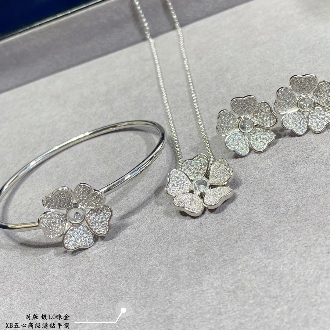 Chopard Happy Flowers Bangle With Pave Diamond Rose Gold and White Gold