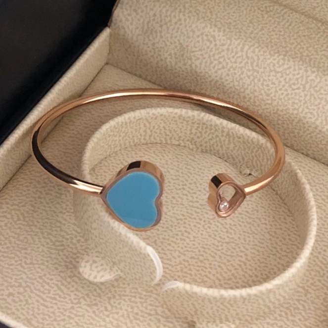 Chopard Happy Hearts Bangle Ethical Rose Gold With Diamond Turquoise Stone