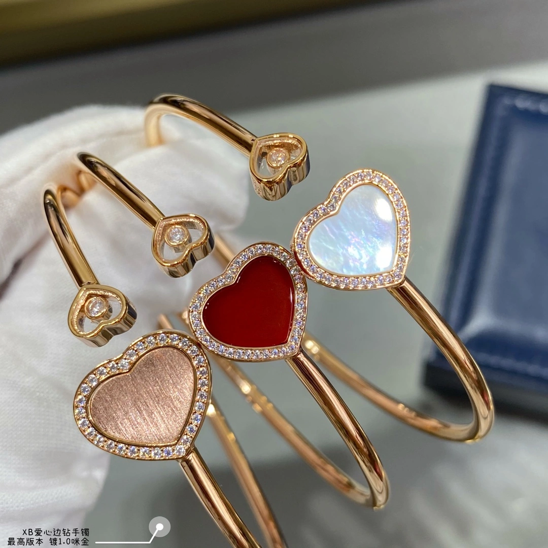 Chopard Happy Hearts Bangle Ethical Rose Gold With Diamonds Mother-of-Pearl and Red Stone and Gold