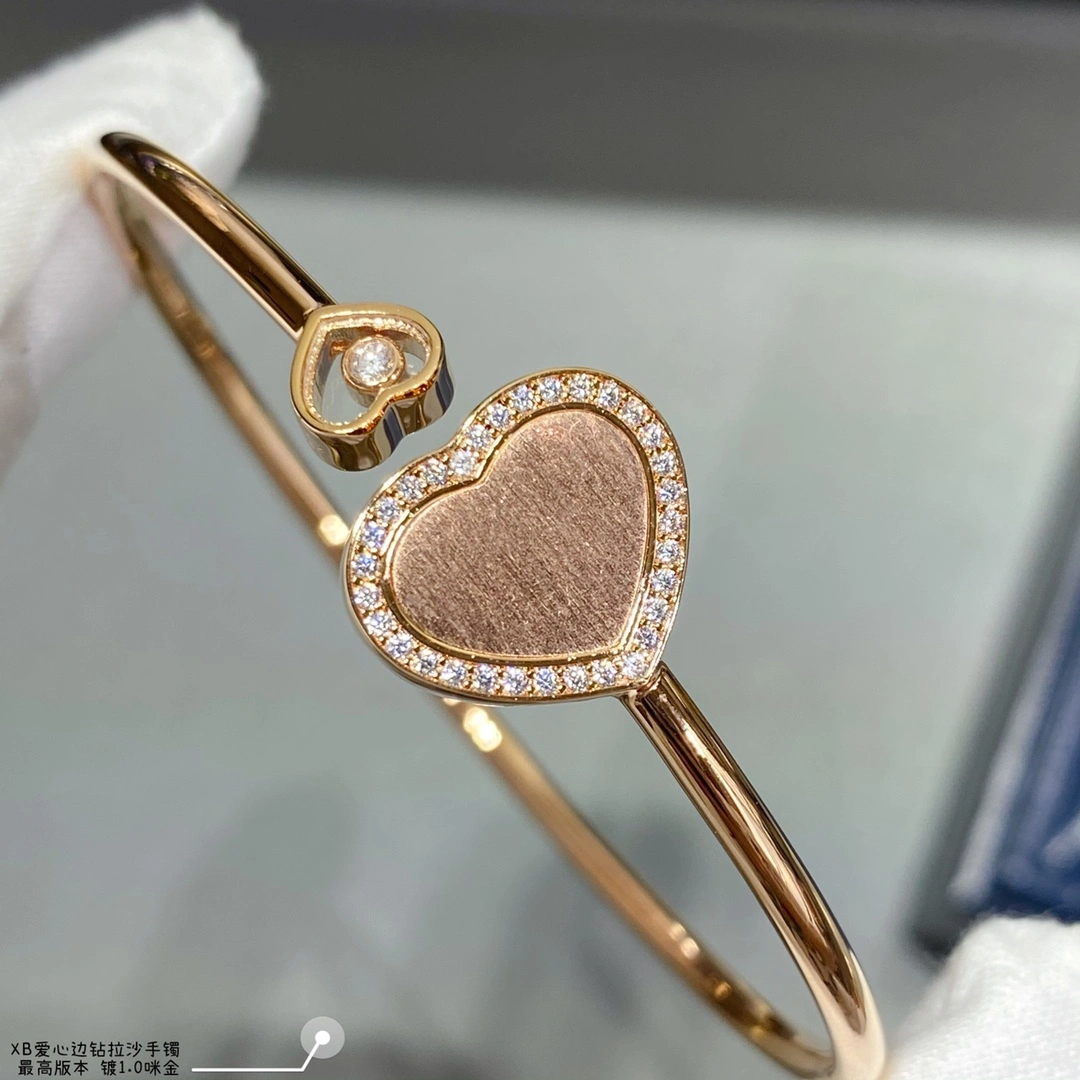 Chopard Happy Hearts Bangle Ethical Rose Gold With Diamonds Mother-of-Pearl and Red Stone and Gold