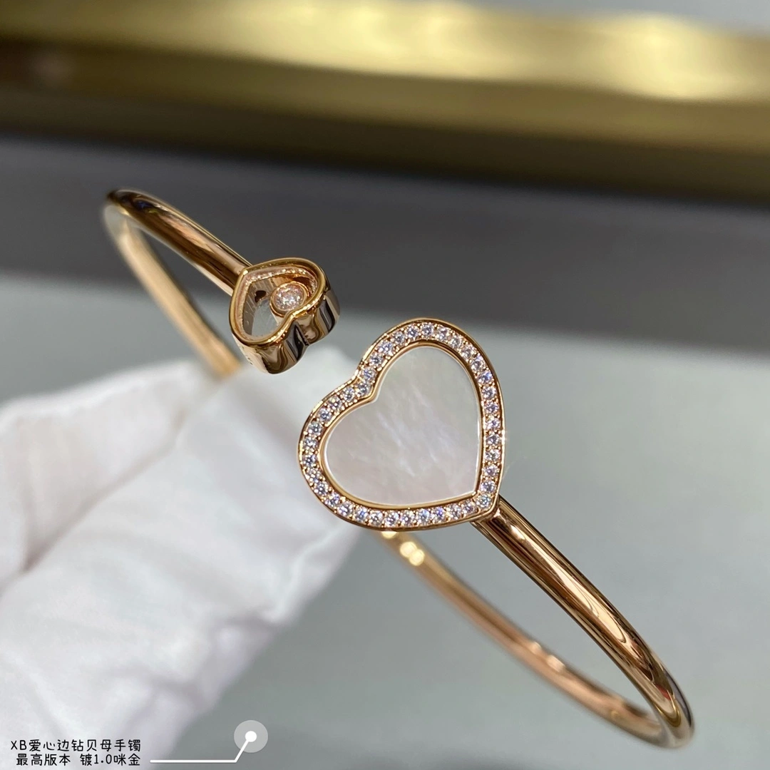 Chopard Happy Hearts Bangle Ethical Rose Gold With Diamonds Mother-of-Pearl and Red Stone and Gold