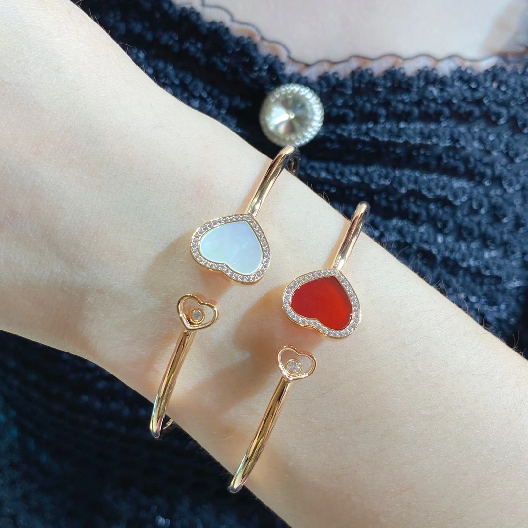 Chopard Happy Hearts Bangle Ethical Rose Gold With Diamonds Mother-of-Pearl and Red Stone and Gold