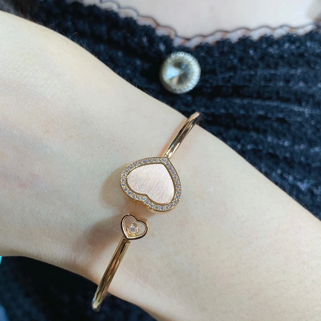 Chopard Happy Hearts Bangle Ethical Rose Gold With Diamonds Mother-of-Pearl and Red Stone and Gold
