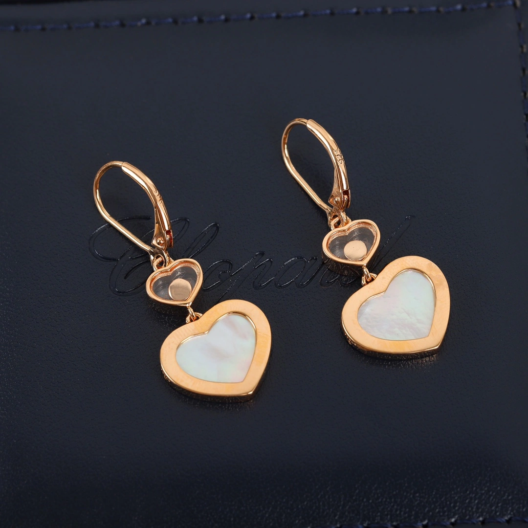 Chopard Happy Hearts Earrings Ethical Rose Gold Red and Mother-of-Pearl and Black
