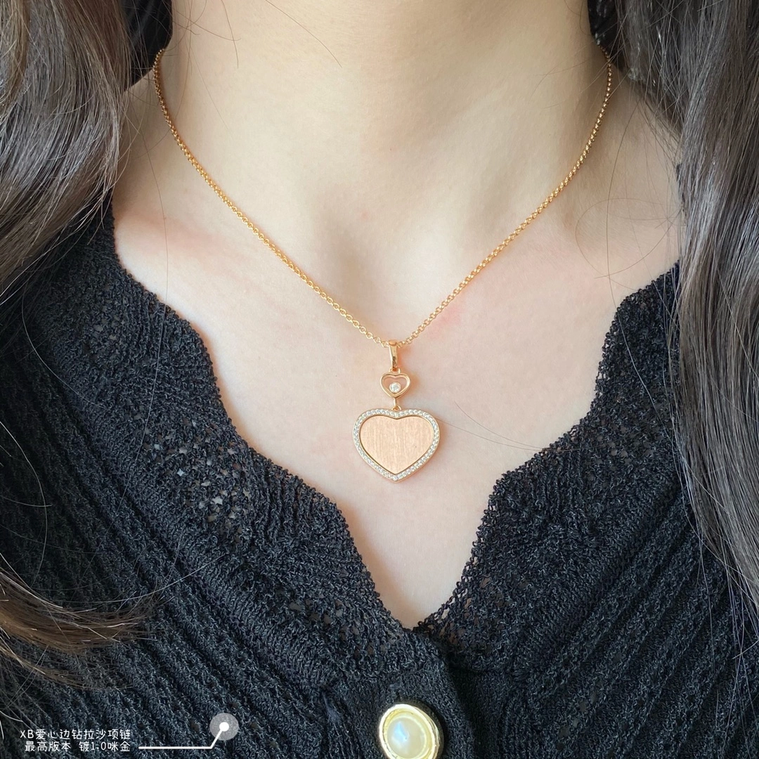 Chopard Happy Hearts Pendant Ethical Rose Gold With Diamonds Gold Stone