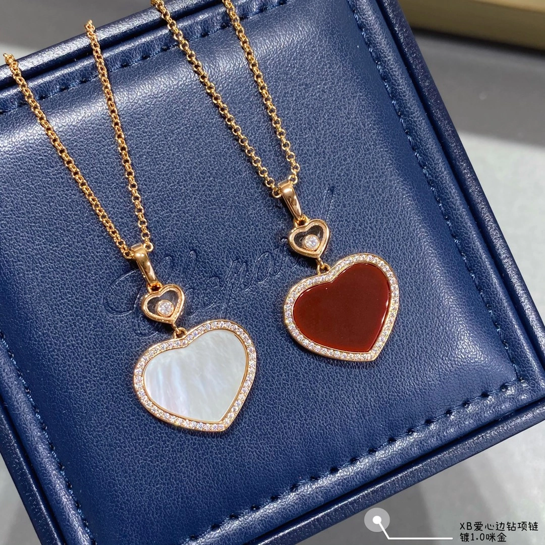 Chopard Happy Hearts Pendant Ethical Rose Gold With Diamonds Red and Mother-of-Pearl