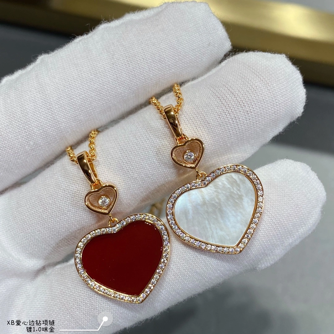 Chopard Happy Hearts Pendant Ethical Rose Gold With Diamonds Red and Mother-of-Pearl