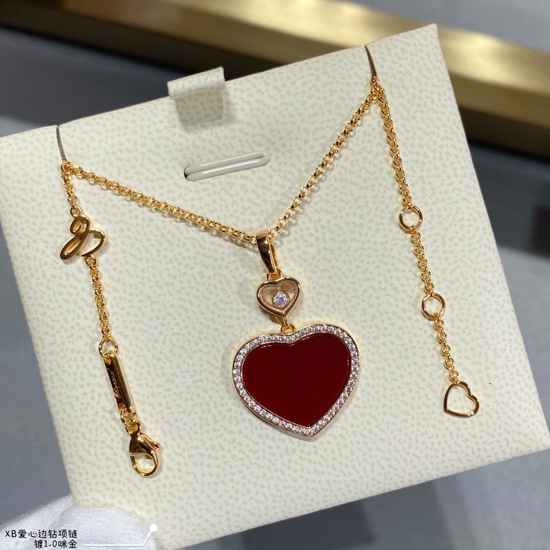 Chopard Happy Hearts Pendant Ethical Rose Gold With Diamonds Red and Mother-of-Pearl