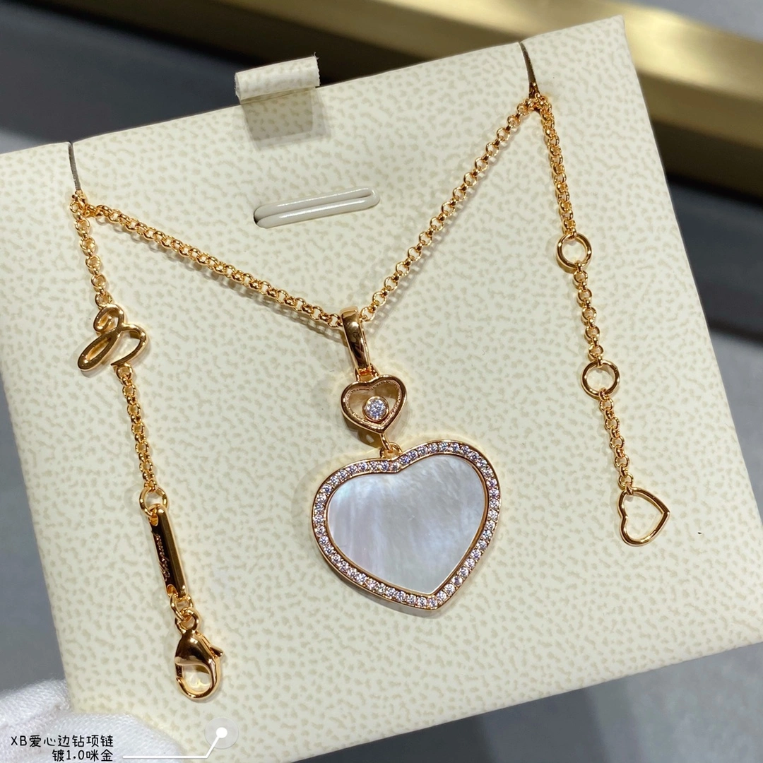 Chopard Happy Hearts Pendant Ethical Rose Gold With Diamonds Red and Mother-of-Pearl
