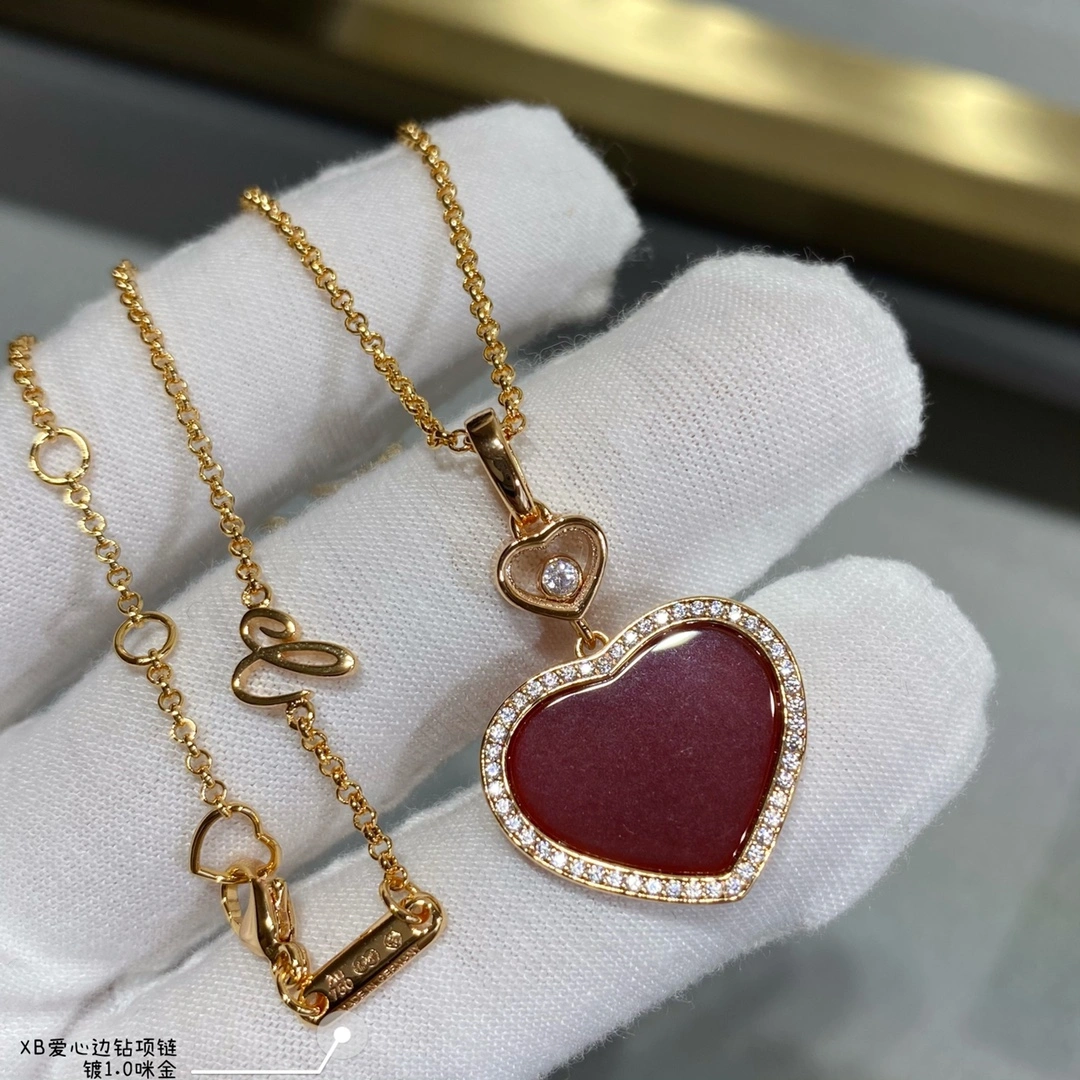 Chopard Happy Hearts Pendant Ethical Rose Gold With Diamonds Red and Mother-of-Pearl