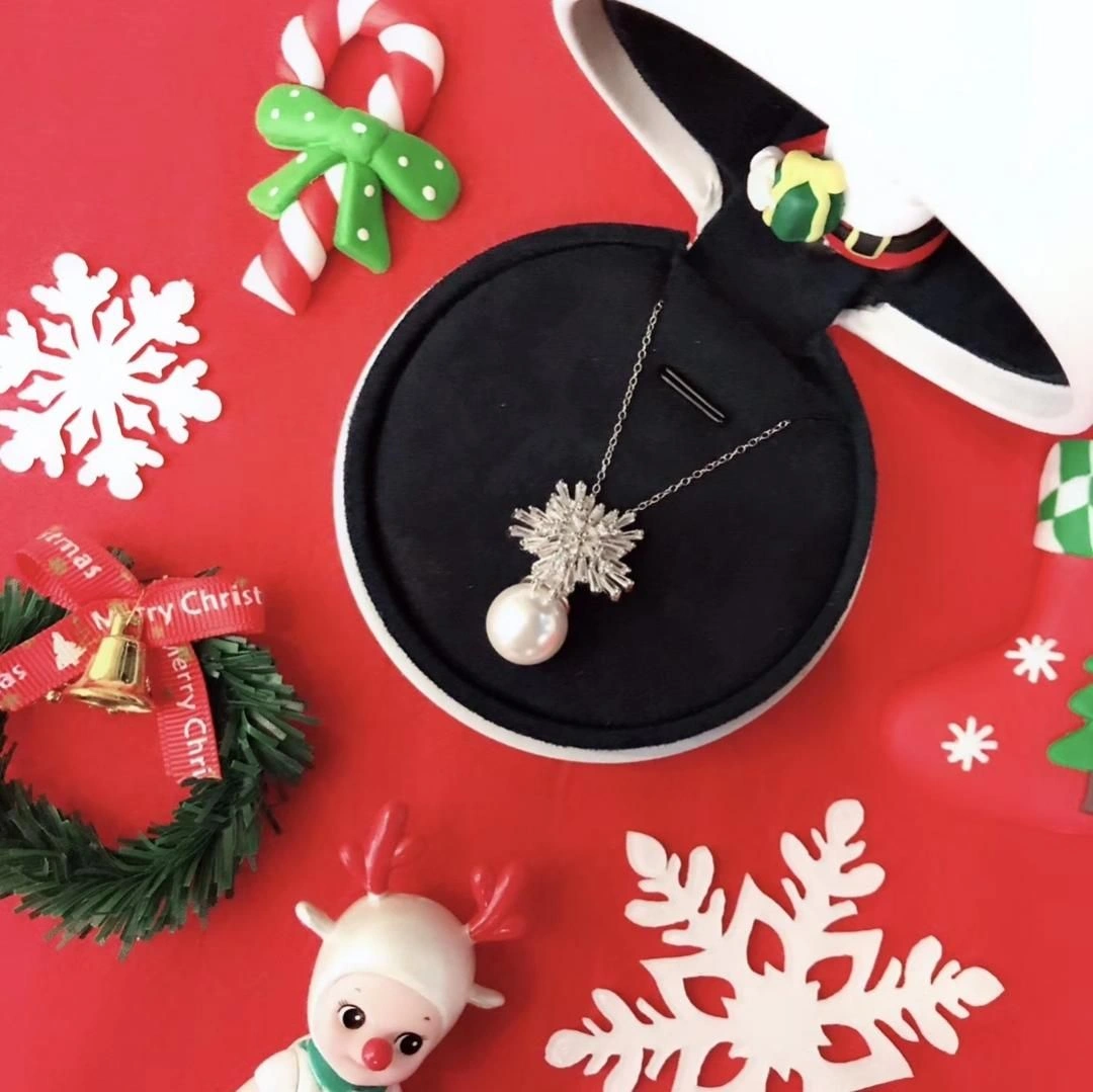 Christian Dior Classic Fashion 925 Silver White Pearl Ball Pendant Womens Snowflake Shaped Diamonds Necklace