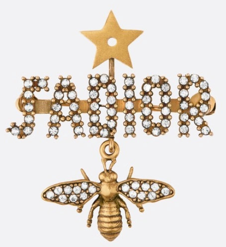 Christian Dior J’Adior Star Charming Bee Retro Brass Logo Motif Diamonds Brooch For Womens Replica V0301ADRCY_D908