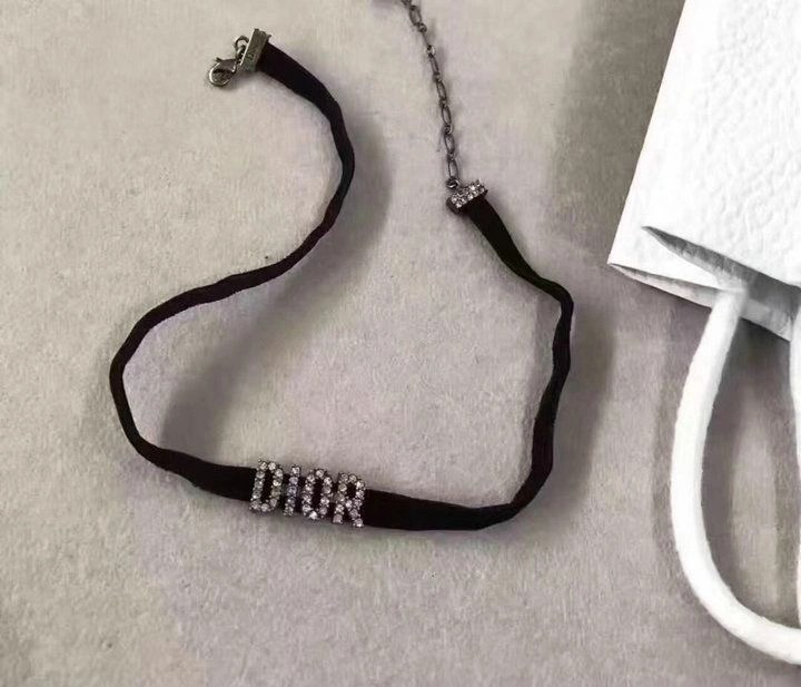 Christian Dio(r)evolution Black Velvet Ribbon White Crystals Logo Choker For Girls 37CM N0682DVOCY_D909