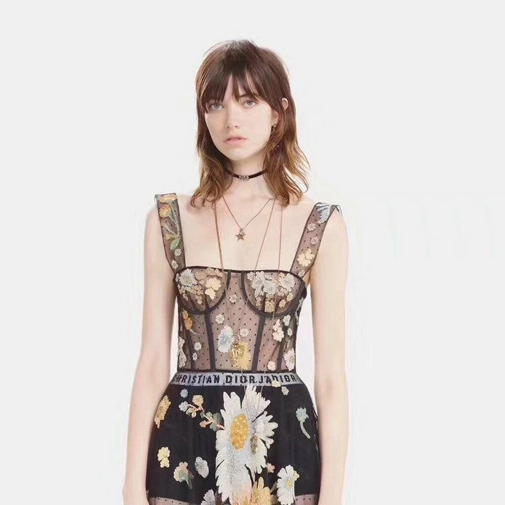 Christian Dio(r)evolution Black Velvet Ribbon White Crystals Logo Choker For Girls 37CM N0682DVOCY_D909