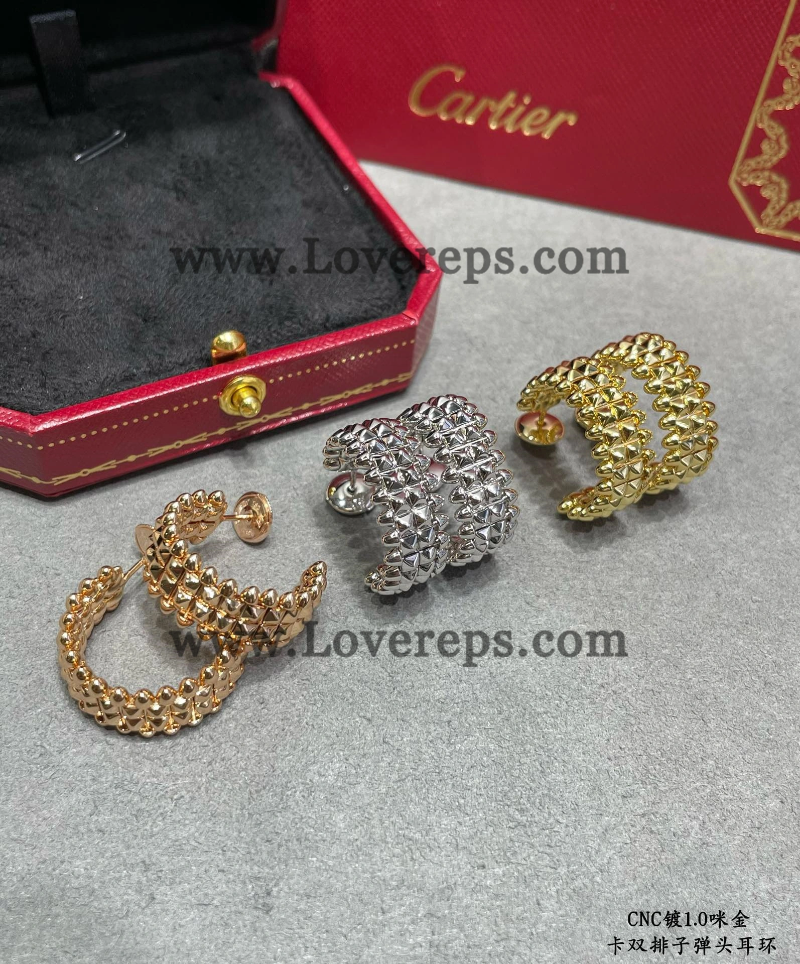 Clash de Cartier Earrings Double Row Yellow Gold Rose Gold White Gold