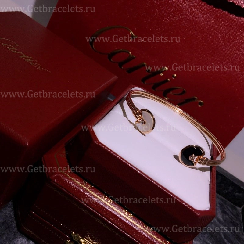 Copy Cartier Amulette de Cartier Bracelet Pink Gold Onyx White Mother-of Pearl Diamond
