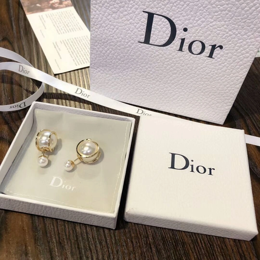 Dior Latest Style Christian Dior Tribales Planet Design Yellow Gold-Pearl Earrings For Womens For Sale