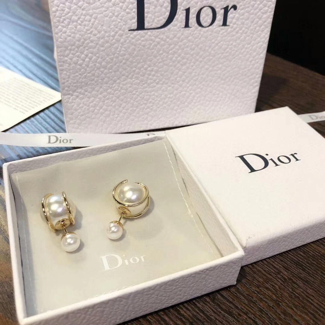 Dior Latest Style Christian Dior Tribales Planet Design Yellow Gold-Pearl Earrings For Womens For Sale