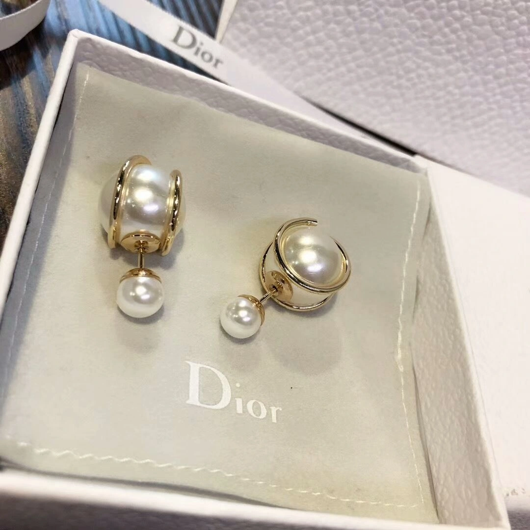 Dior Latest Style Christian Dior Tribales Planet Design Yellow Gold-Pearl Earrings For Womens For Sale