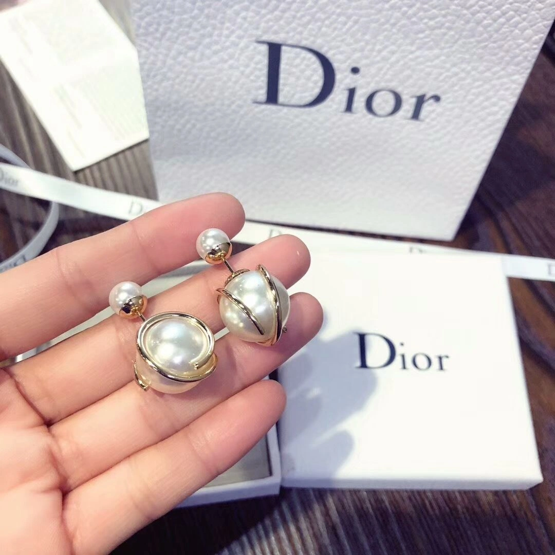 Dior Latest Style Christian Dior Tribales Planet Design Yellow Gold-Pearl Earrings For Womens For Sale