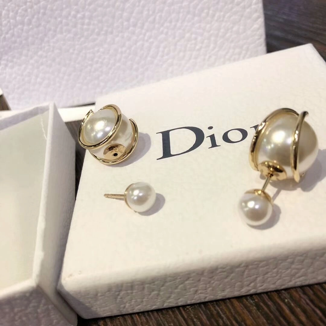 Dior Latest Style Christian Dior Tribales Planet Design Yellow Gold-Pearl Earrings For Womens For Sale