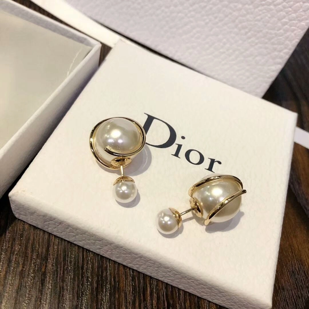 Dior Latest Style Christian Dior Tribales Planet Design Yellow Gold-Pearl Earrings For Womens For Sale