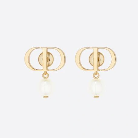 Dior Petit CD earrings Gold-Finish Metal and white Resin Pearls