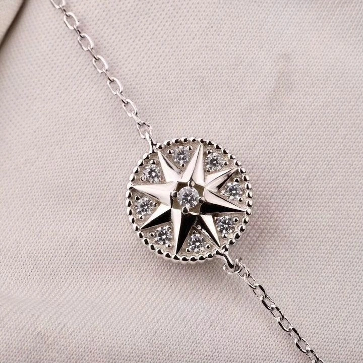 Dior Rose Des Vents 925 Sterling Silver Eight Pointed Star Pendant Ladies Diamonds Bracelet JRDV95031_0000