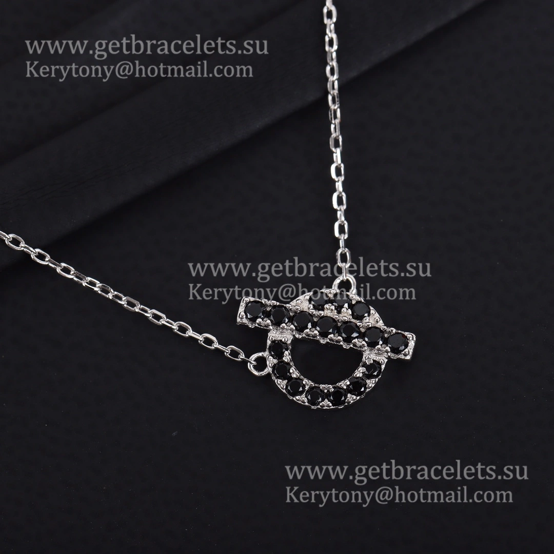 Disruptive Design Hermes Finesse Necklace with Black Spinel Gemstones White Gold