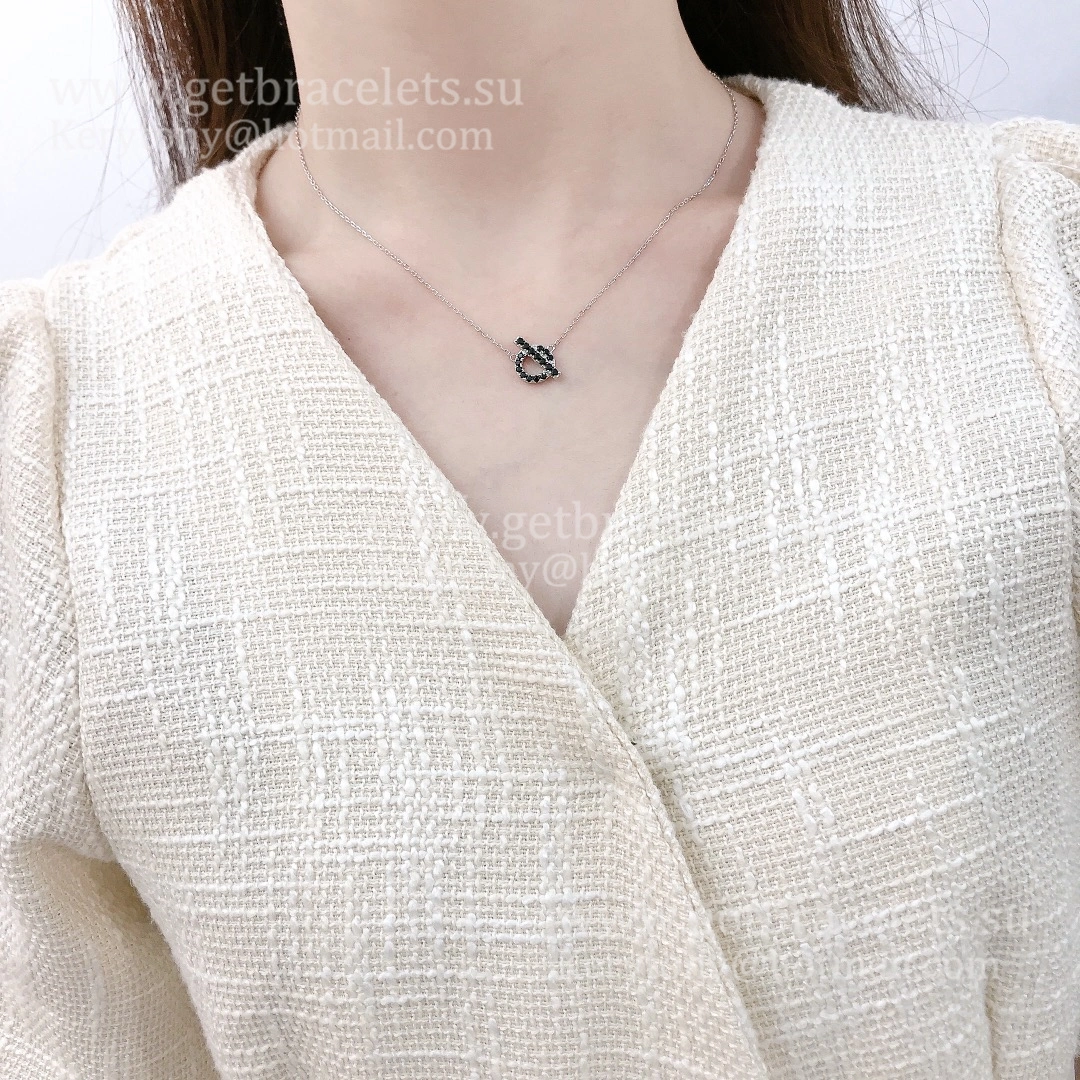 Disruptive Design Hermes Finesse Necklace with Black Spinel Gemstones White Gold