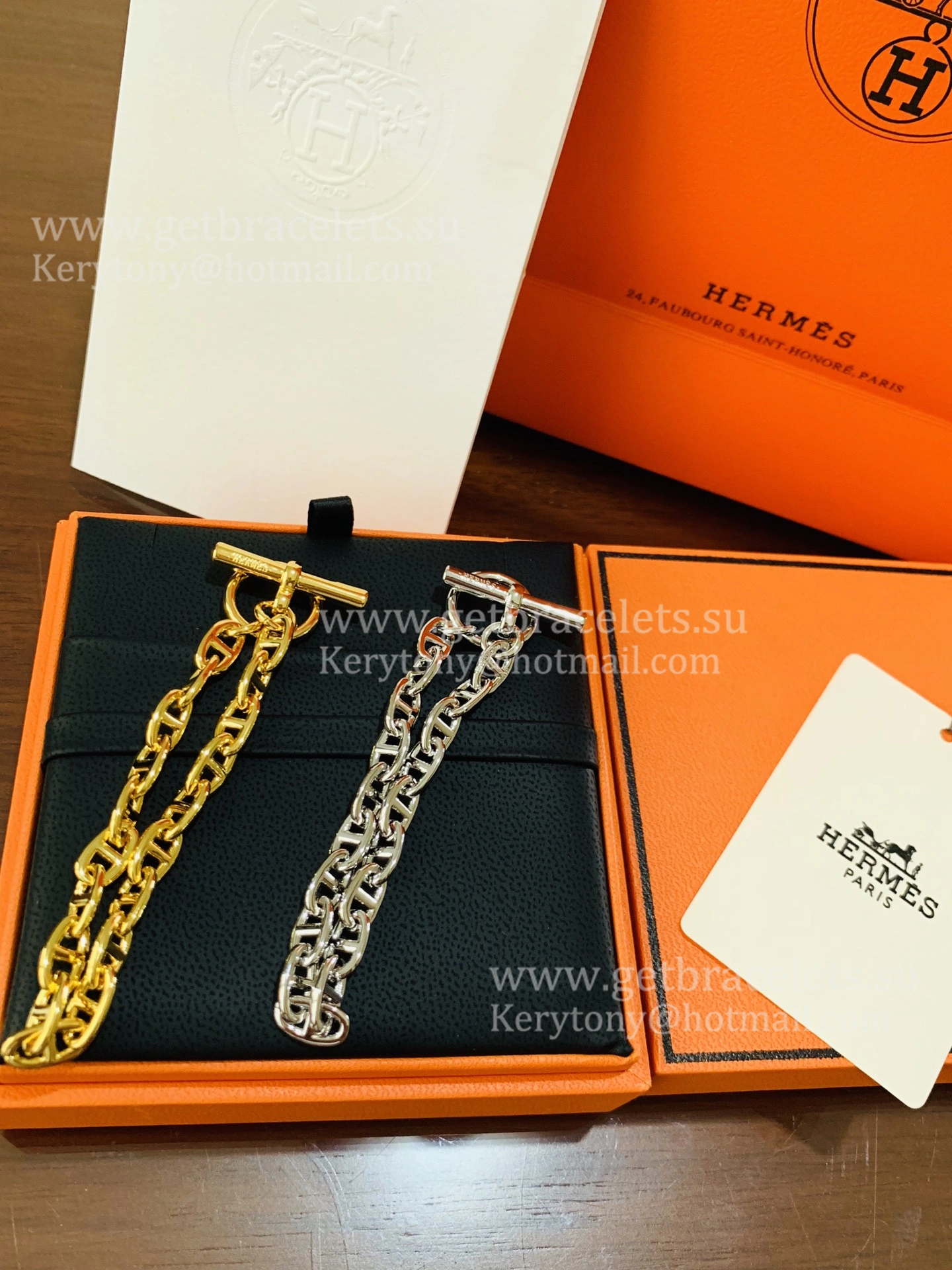 Economy Fake Hermes Chaine D’Ancre Necklace Medium White Gold Pink Gold Yellow Gold