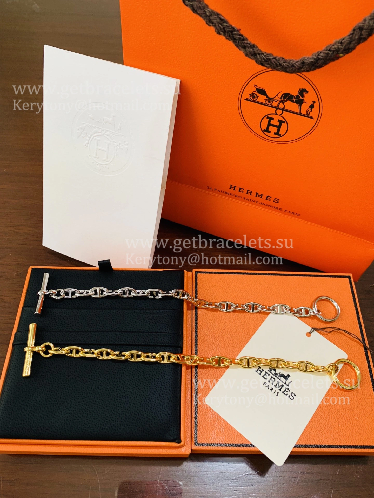 Economy Fake Hermes Chaine D’Ancre Necklace Medium White Gold Pink Gold Yellow Gold