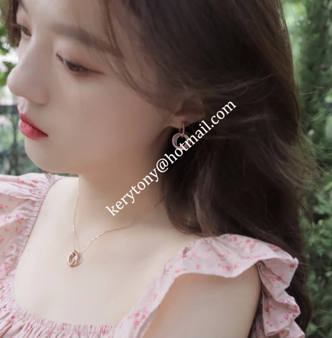 Fake Cartier Trinity Earrings White Gold Yellow Gold with Pink Diamonds Best Gift