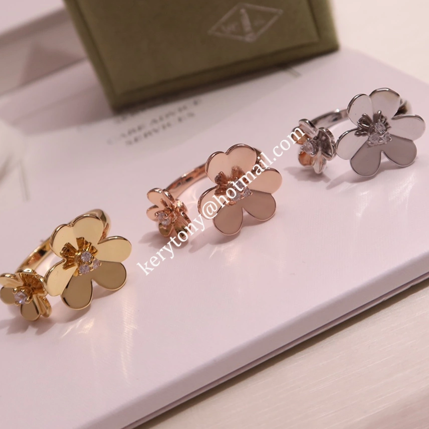 Fake Van Cleef Arpels Frivole Between the Finger Ring Yellow Gold with Diomonds Couple Style