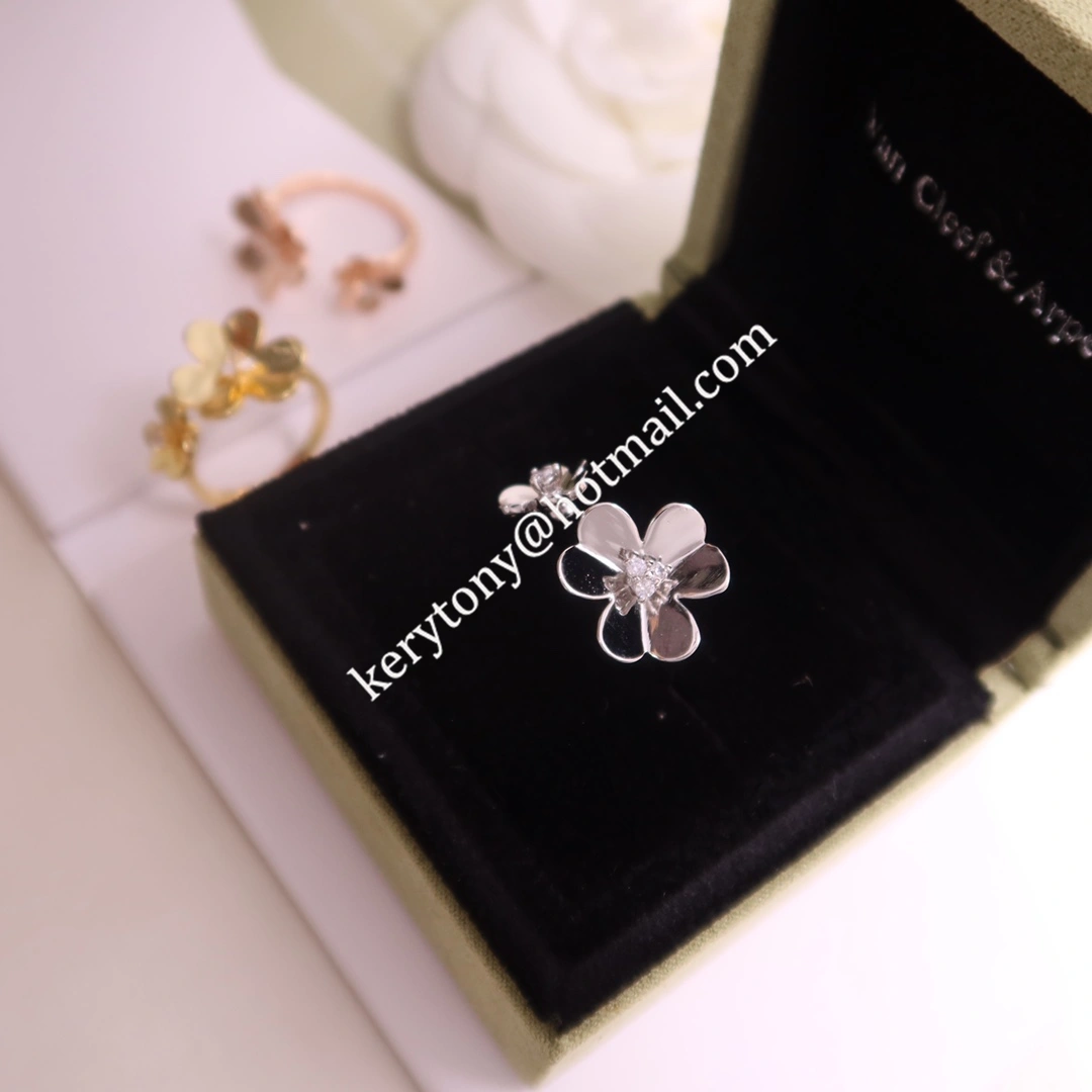 Fake Van Cleef Arpels Frivole Between the Finger Ring Yellow Gold with Diomonds Couple Style