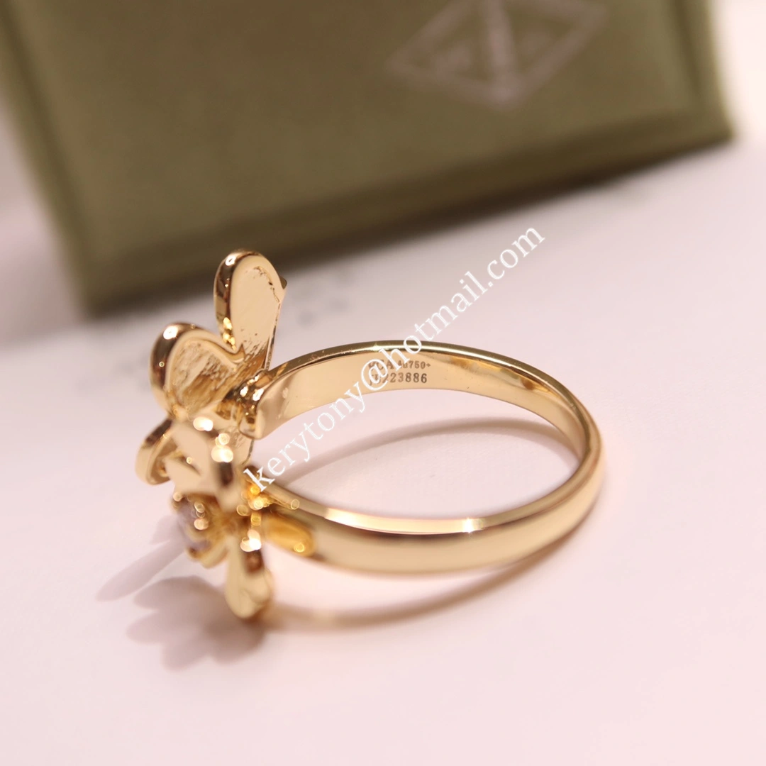 Fake Van Cleef Arpels Frivole Between the Finger Ring Yellow Gold with Diomonds Couple Style
