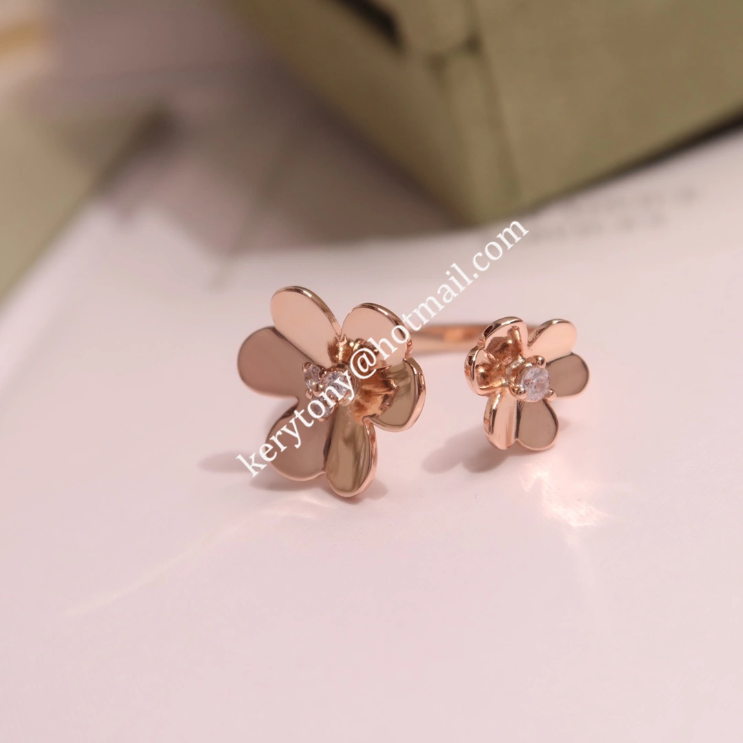 Fake Van Cleef Arpels Frivole Between the Finger Ring Yellow Gold with Diomonds Couple Style