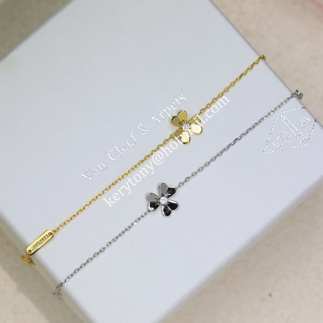Fake Van Cleef Arpels Frivole Bracelet Yellow Gold White Gold With Diamond For Girls