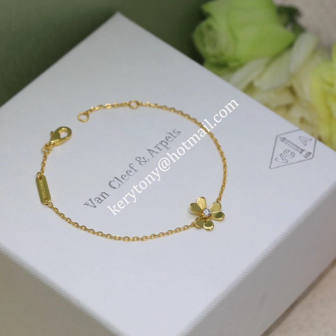 Fake Van Cleef Arpels Frivole Bracelet Yellow Gold White Gold With Diamond For Girls