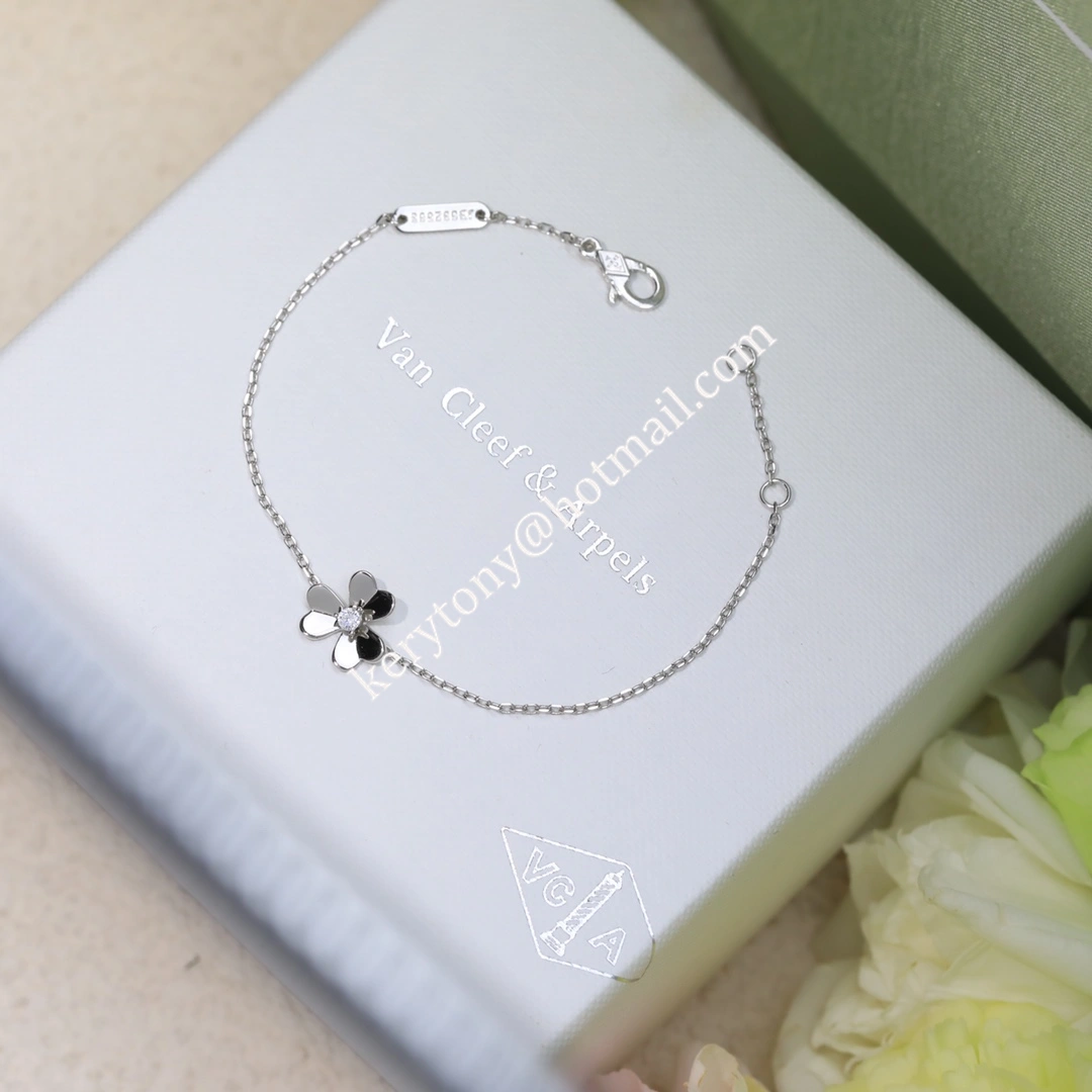 Fake Van Cleef Arpels Frivole Bracelet Yellow Gold White Gold With Diamond For Girls