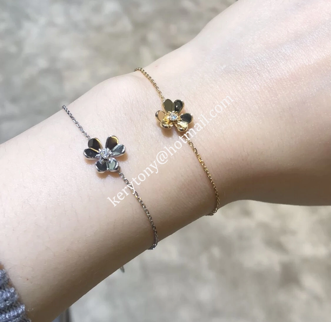 Fake Van Cleef Arpels Frivole Bracelet Yellow Gold White Gold With Diamond For Girls