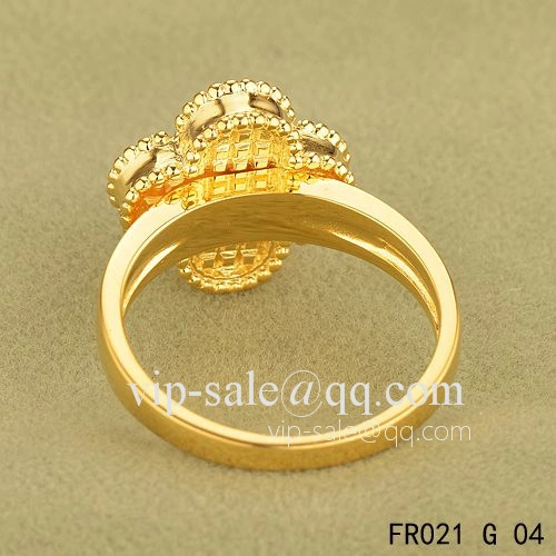 Fake Van Cleef Vintage Alhambra Ring In Yellow Gold With Carnelian