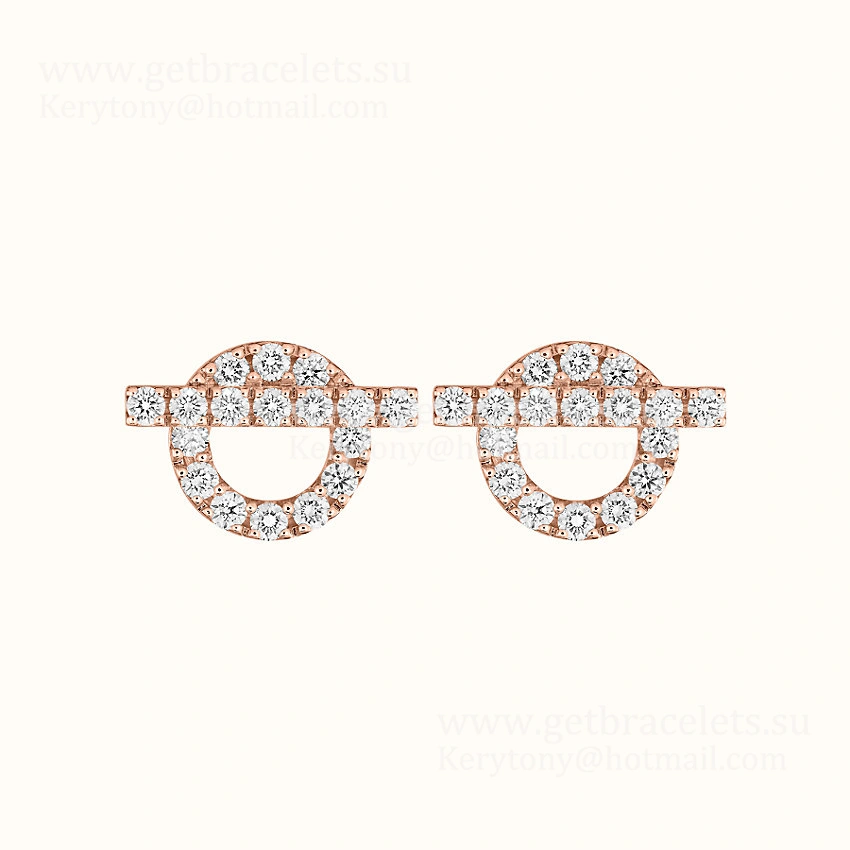 Fashion Hermes Finesse Earrings Rose Gold with Diamonds